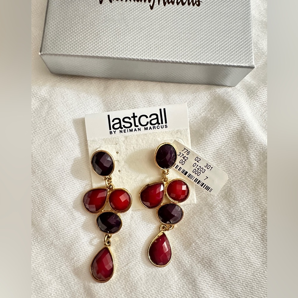 Neiman Marcus Gold Red and Purple Earrings